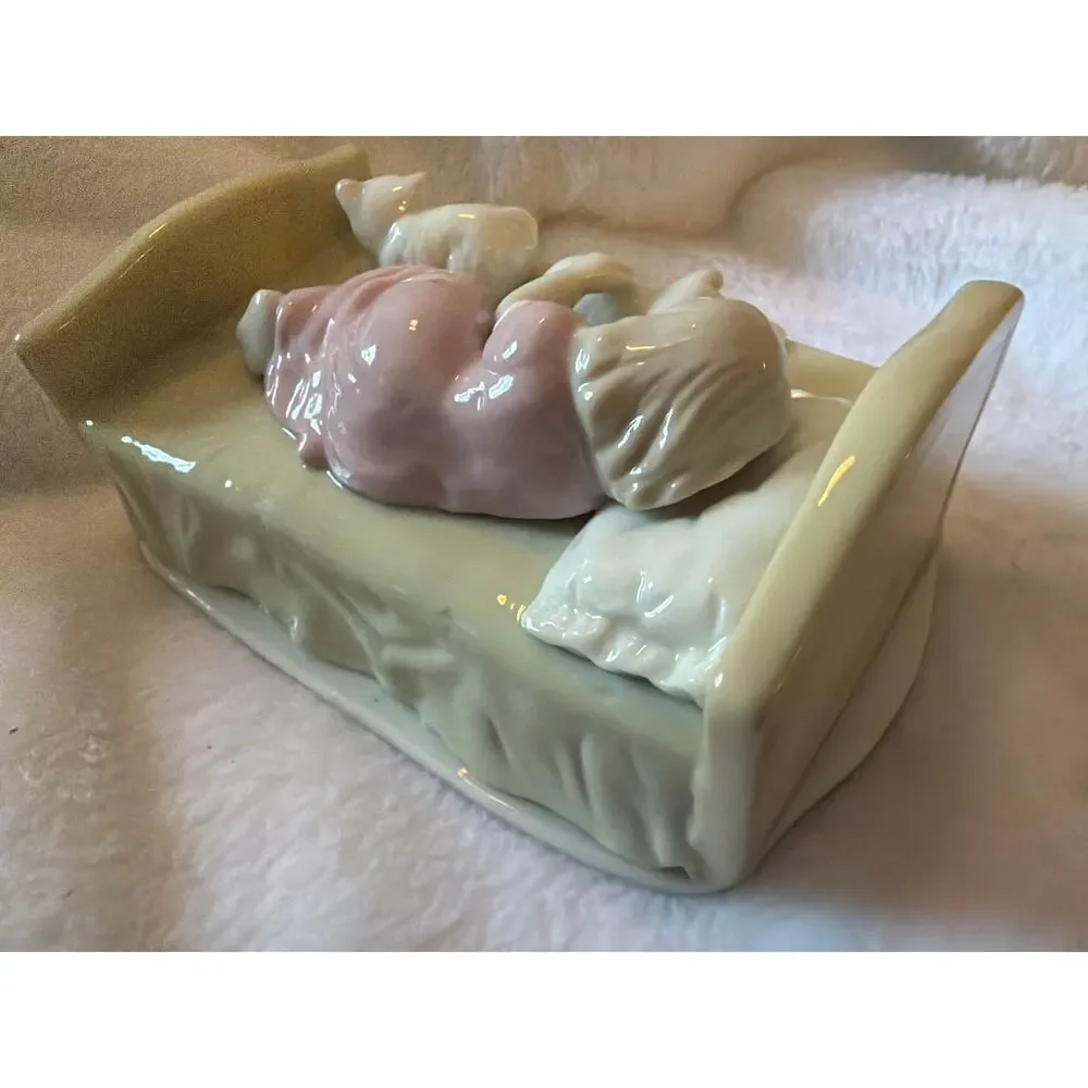 Simson Home Buddies Sleepy Time Girl Dog Bed Porcelain Figurine Night Light VTG